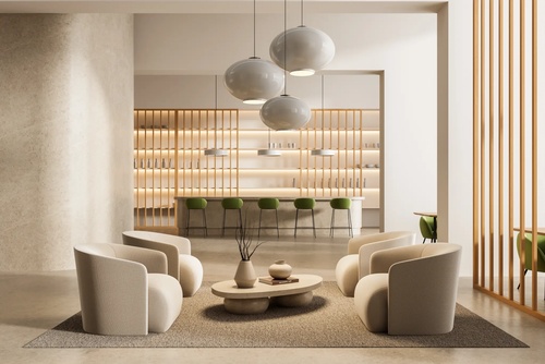 Professionelles Lichtkonzept Eleganter Loungebereich mit durchdachter Lichtplanung und atmosphärischer Beleuchtung für optimale Raumwirkung